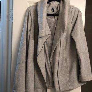 Grey sweatshirt material jacket